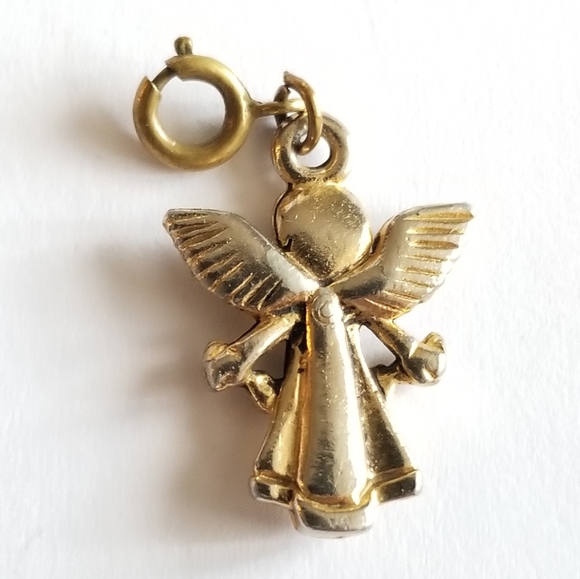 Angel with hearts pendant charm gold tone  silver tone - Picture 7 of 9